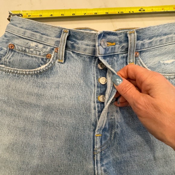 Agolde Light Wash Distressed Cutoff Denim Shorts - Picture 3 of 8